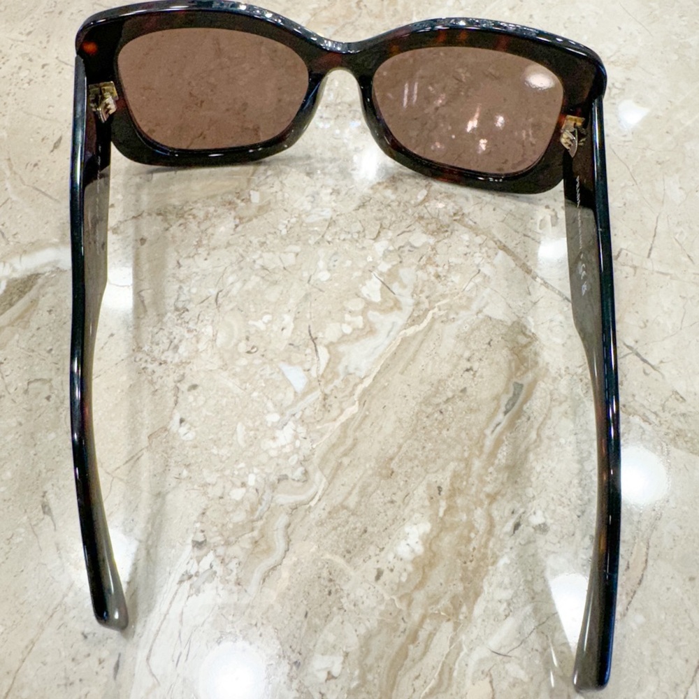 New Prada 56mm Rectangular Sunglasses in Dark Brown - Picture 5 of 9